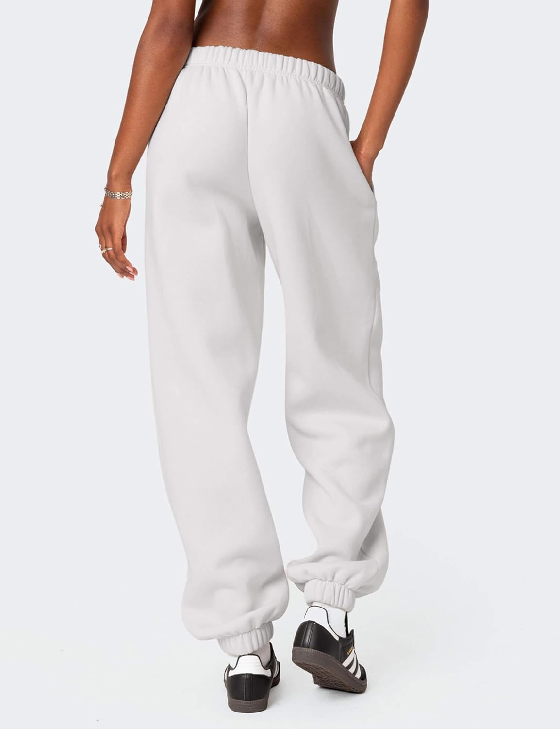 Women's Fleece Lined Sweatpants High Waist Drawstring Sweat Pants Baggy Athletic Pants with Pockets - Image 4