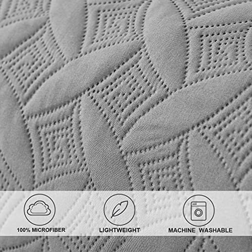 3 Piece Dark Grey Daybed Cover Set Twin Reversible Cozy Daybed Bedding Sets Double Sided Quilting Bedspread Coverlet Geometric Print Day Bed Cover All Season For Twin Bed With 2 Standard Shams,39"X75" #TOP3