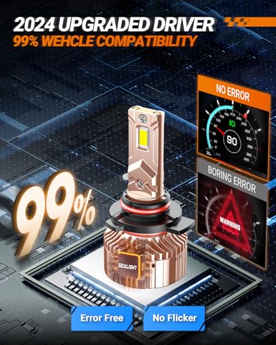 Image of SEALIGHT 9012 Bulbs, 84,000LM 900% Super Brightness, 6000K Cool White Light Bulbs with 25000RPM Cooling Fan, Plug and Play for ATV /UTV, 10-Year Extended Lifespan IP68 Waterproof, Pack of 2