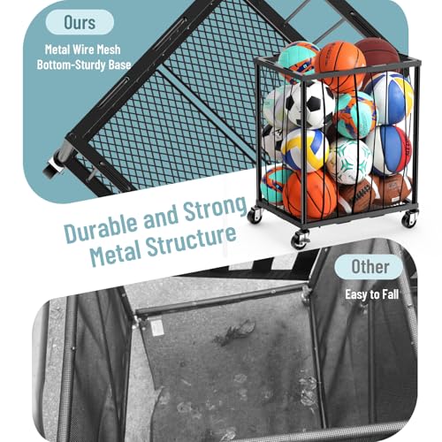 TomCare-Garage-Ball-Storage-Rack-Rolling-Sports-Cart-with-Lockable-Wheels-Elastic-Cord-Design-120-lbs-Load-Capacity-Easy-Assembly-Stores-12-15-Balls-Suitable-for-Home-Gyms-and-Outdoor-Spaces
