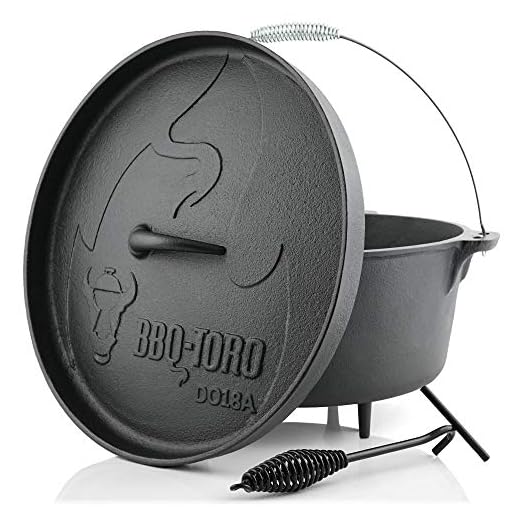 BBQ-Toro Holländsk ugn Alpha serien | förinställd | olika storlekar | förkryddat gjutjärn holländsk gryta | holländsk ugn gjutjärn (DO18A - 19,0 liter, kruka med fötter)