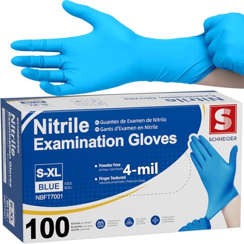 Schneider Nitrile Exam Gloves, 4 Mil, Blue, Large 100-ct Box...