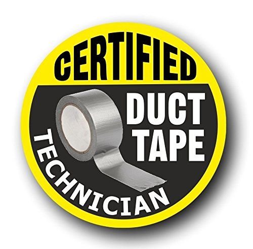 Certified Duct Tape Technician (3 Pack) Full Color Printed Sticker by StickerDad® (Size: 2" Color: Yellow/Black) for Hard Hat, Helmet, Windows, Walls, Bumpers, Laptop, Lockers, etc.
