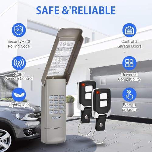 Garage Door Opener Keypad with 2 Garage Door Opener Remote Compatible with Liftmaster Chamberlain Craftsman Garage Door Opener Keypad 877MAX 893LM 893Max 971LM 371LM