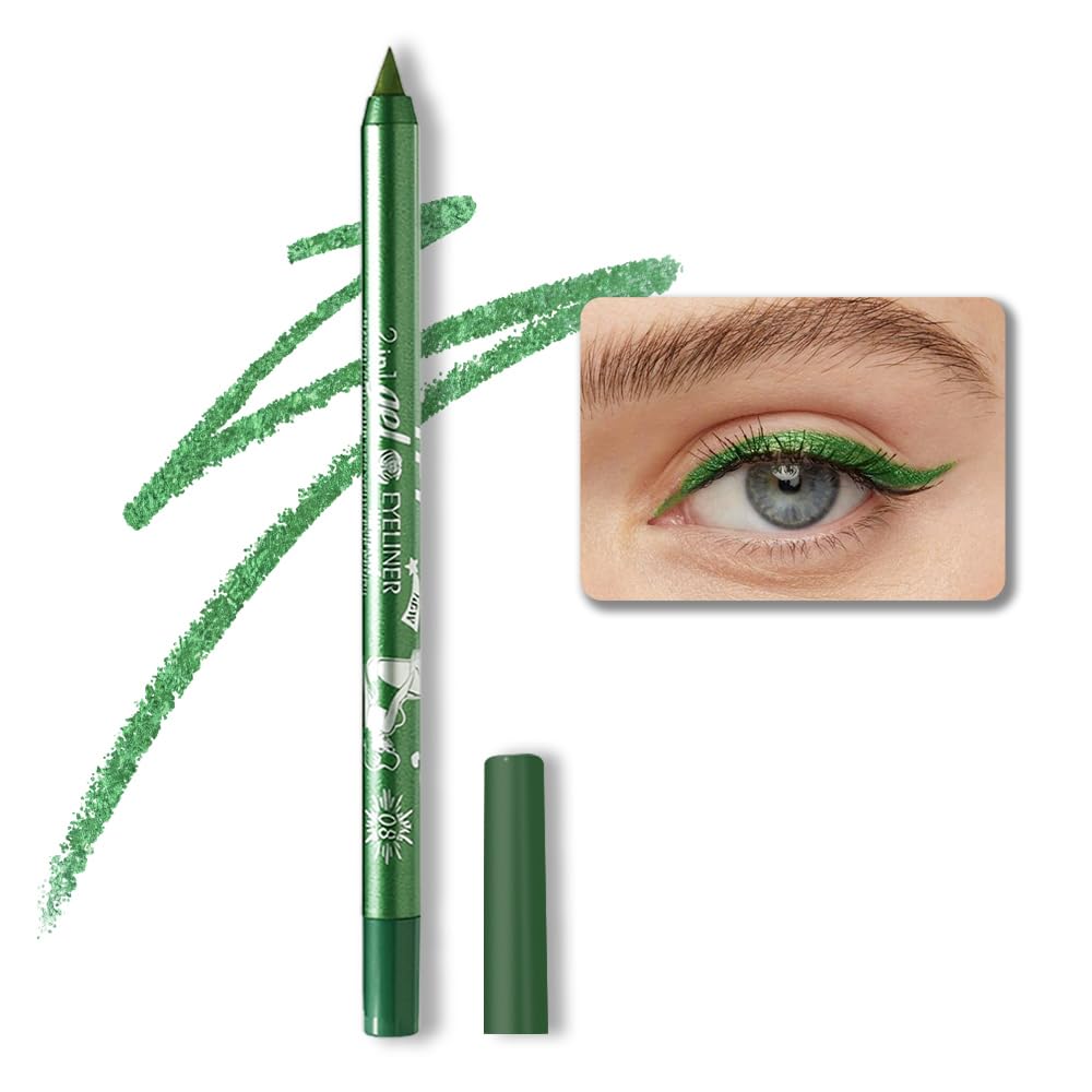 evpct 1Pcs Green Color Gel Glitter Eyeliner Pencils Set for Women Waterline Waterproof Smudge Proof lapiz de ojos delineador de ojos contra el agua