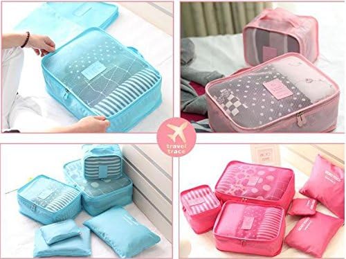 Miniatura 2 de King&Pig 6pcs organizador de viaje bolsas impermeables equipaje ropa acabado bolsa (rosa rojo), Rosa Rojo