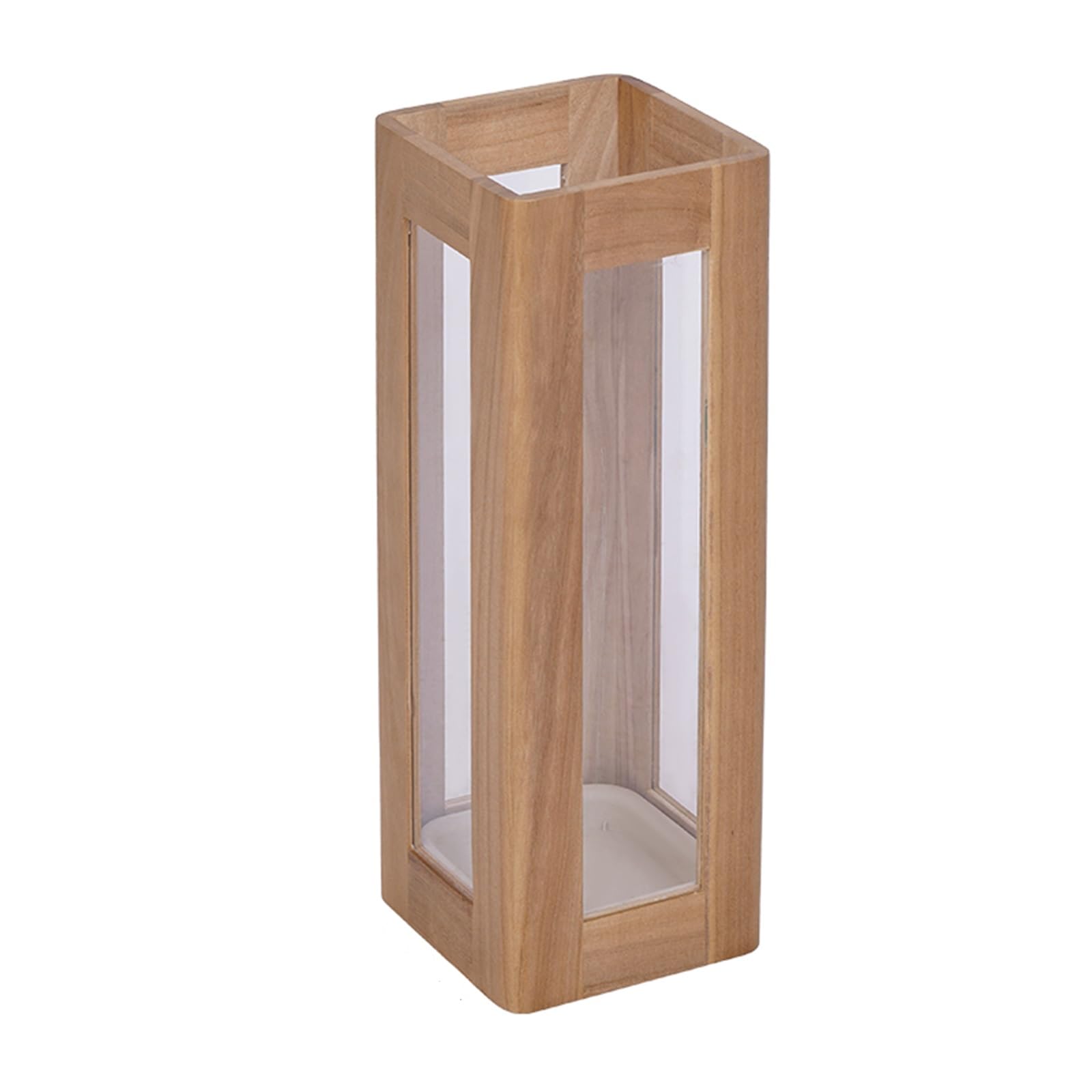 Yajuer Wooden Rectangular Umbrella Stand Bucket Bin, Entryway Rustic Umbrella Holder Freestanding Umbrella Bucket for Entryway Home Office(Log)