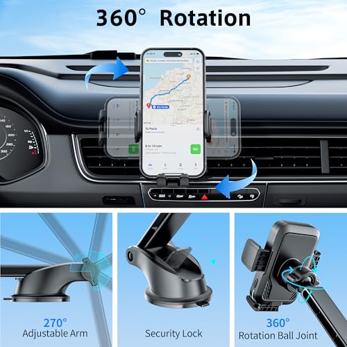 SONRU Car Phone Holder Wireless Charger, Qi 15W Wireless Car Charger Fast Charging Auto Clamping Car Charger Mount Suction Holder Dashboard Air Vent for iPhone 16/15/14/13/12/11, Samsung S25/24 - Image 5