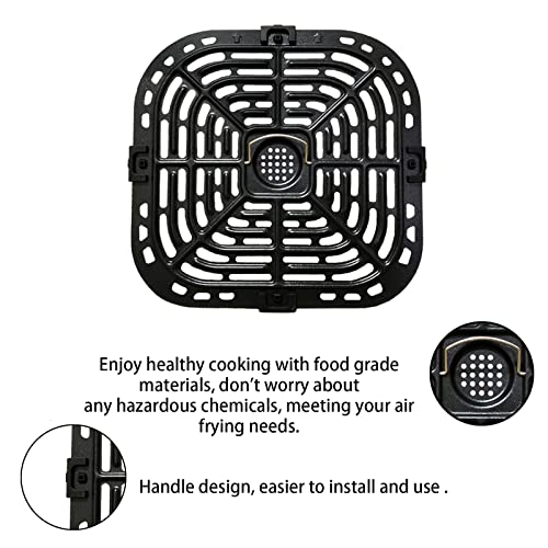 Air Fryer Grill Plate For Instants Vortex Plus 6Qt Air Fryers, Upgraded Square Grill Pan Tray Replacement Parts With Rubber Feet For Instants, Non-Stick, Dishwasher Safe #TOP4