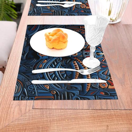 Sets de table antidérapants et lavables à motifs tissés complexes - 5