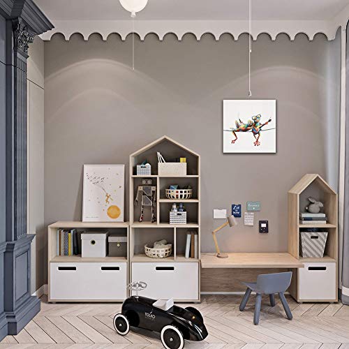 Canvas Frog Wall Art Decor: Side By Side Frogs With Glasses Art Bedroom Wall Art Laundry Room Decor And Accessories Girl Room Decor Inspirational Wall Art With Frame Easy Hanging (12"X12"X1 Panel) #TOP2