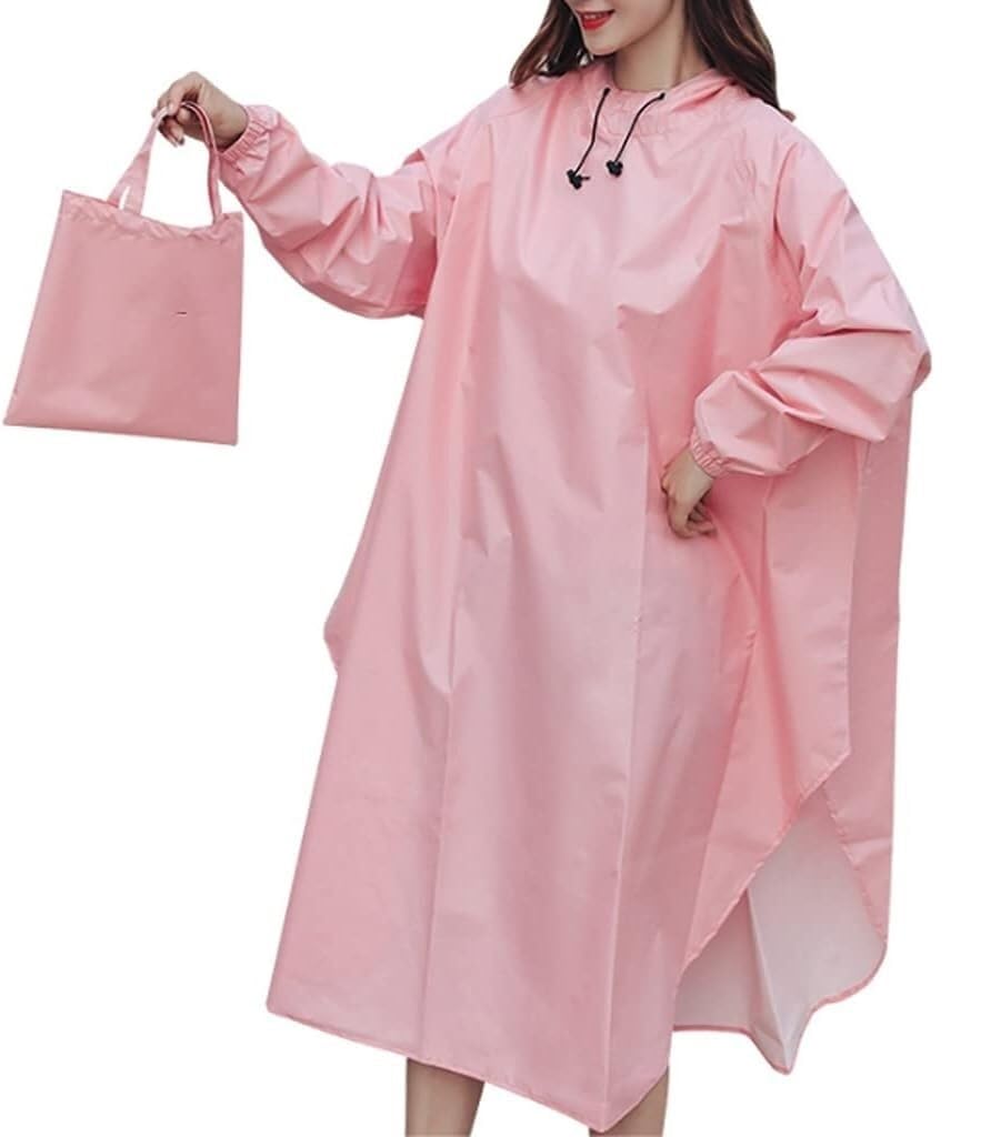 Poncho Pioggia Poncho Impermeabile Poncho Da Ciclismo Impermeabile Da Donna Per Adulti Campeggio Da Viaggio All'aperto Sottile E Portatile Cappotto di Pioggia Poncho Antipioggia (Color : Rosa, Size