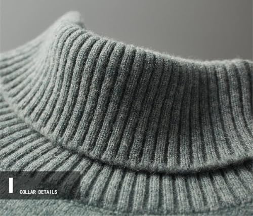 ERFMFKL Men's High Neck Thickened Wool Sweater Solid Loose Warm Knit Pullovers Sweaters4