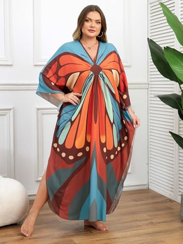 Image of Kaftan Dress for Women - Plus Size Caftan Maxi Beach Dress Moo Moos Loungewear, Swimsuit Cover Up for Beach, Pool or Vacation