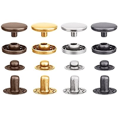 100 Set Snap Fasteners Leather Snaps Button Kit Press Studs with 4 Pieces Fixing Tools, 12.5 mm in Diameter