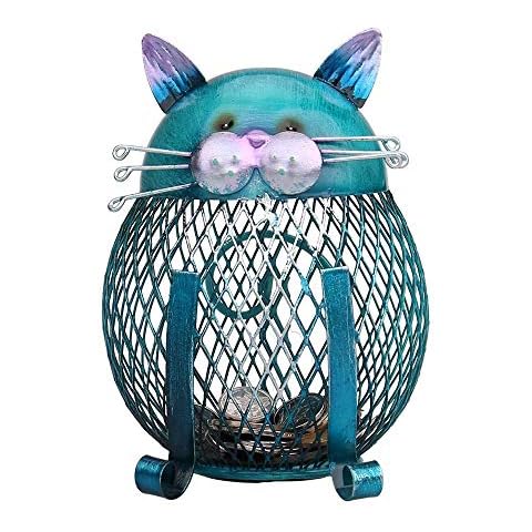 Tooarts Money Box Metal Coin Bank Cat Shaped Tip Jar Creative Birthday Gifts Handwork Desk Decorations Interior Ornament Cover
