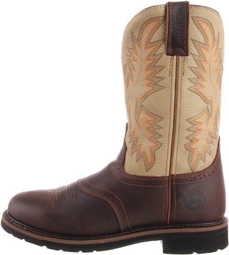 Justin Original Work Boots Men's Stampede Work Boot,Waxy Brown/Sawdust,9.5 D US