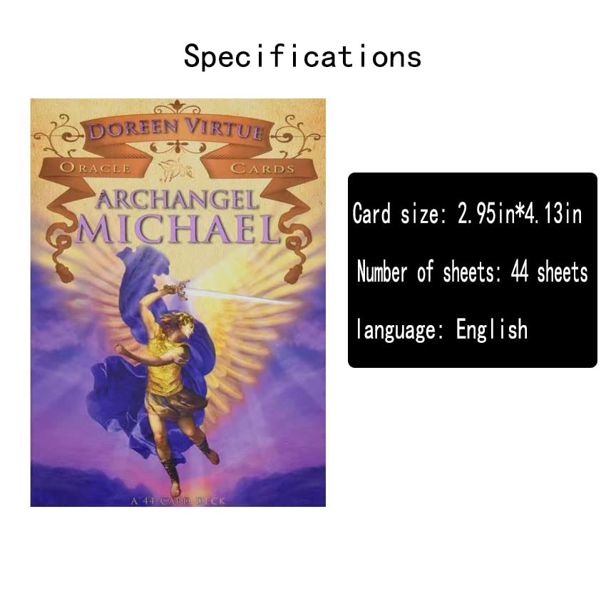 Arcángel Miguel Tarot Oracle – 44 Cartas De Adivinación En Inglés Con Guía, Mazo Profesional Para Principiantes Y Expertos, Ideal Para Lecturas De Tarot Y Fiestas