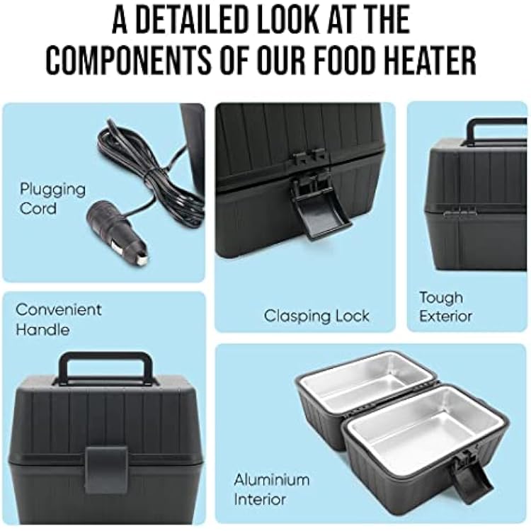 Heated lunch box for Men, 12V electric lunch box for adults, heating lunch box portable food warmer Lunch Box for car Insulated Heatable lunchbox loncheras electricas para calentar almuerzo 2-Pack