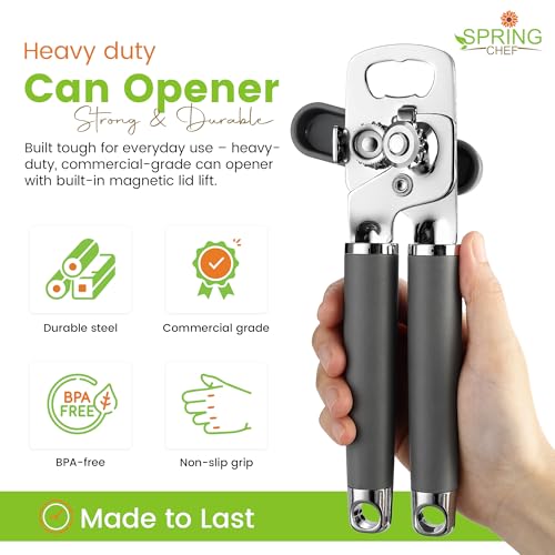 Image of Spring Chef Stainless Steel Manual Can Opener with Soft Grip Handles, Gray