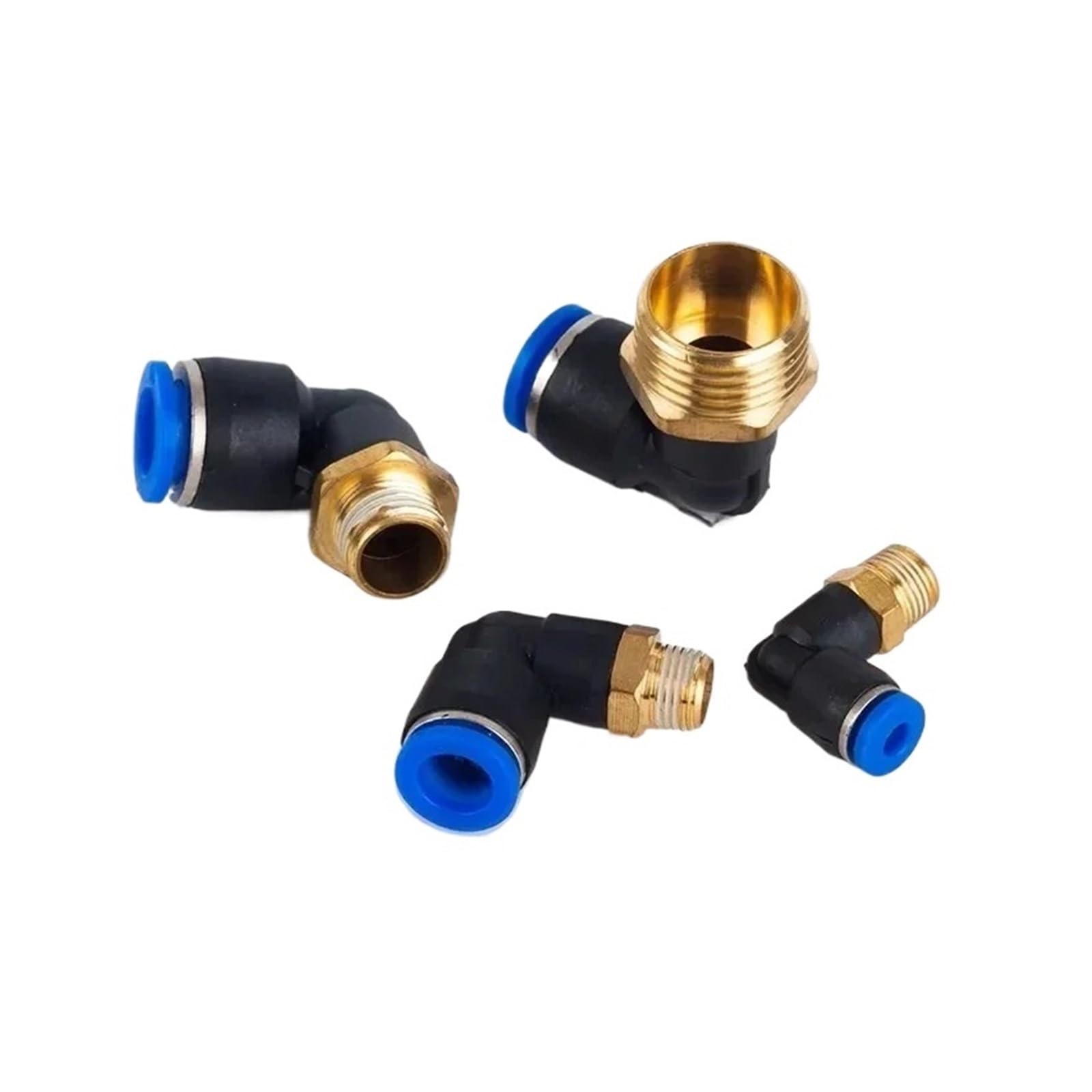 Pneumatische Schnellverbindungs-Winkelverschraubungen der Serie 5PCS: PL4 6 8 10 12 mm Rohr, 1/8" 1/4" 3/8" 1/2" Gewinde, Luftschlauchanschlüsse(PL10-02)