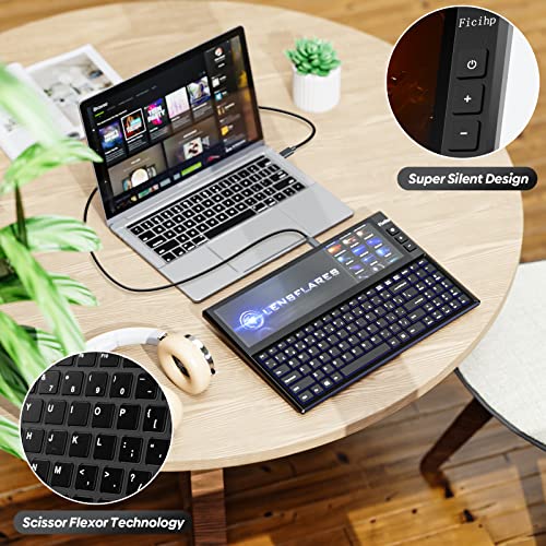 Fagomfer Ficihp K1 12.6" Portable Monitor Touchscreen Keyboard，98 Keys Ultra Slim Rgb Compact Scissor Switch Keyboard, Plug And Play Usb-C Multifunctional Split Screen Keyboard For Windows/Mac/Android #TOP4
