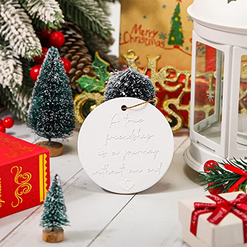 Sieral 3 Pcs 3D Friendship Christmas Ornaments A True Friendship Is A Journey Without An End Ceramic Christmas Ornament Xmas Friendship Hanging Ornaments With Gift Box And Bag For Friends Gift #TOP3