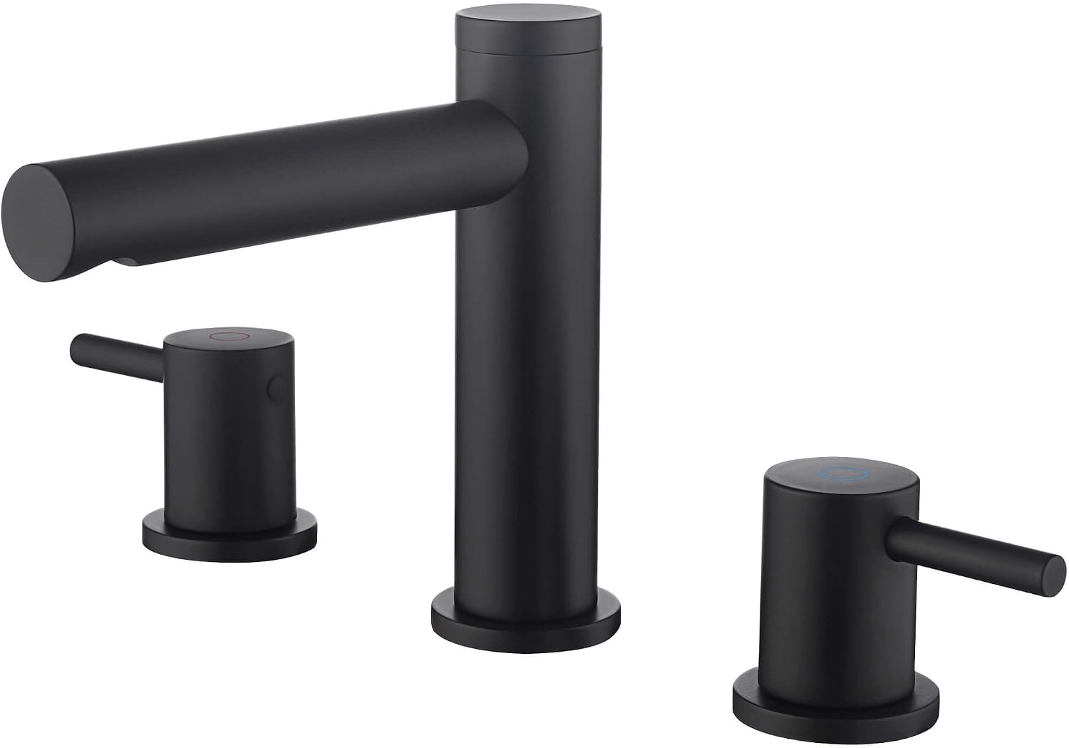 KIBI 2-Handle Widespread Matte Black Bathroom Sink Faucet with Drain Assembly | 3-Hole Solid Brass Lavatory Faucet | 8-Inch Spread, Smooth Water Flow, Corrosion-Resistant (KBF1025)