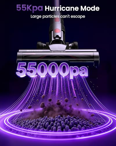 Image of Cordless Vacuum Cleaner 55Kpa /650W /70Mins,1.8L Self Standing Stick Vacuum,Upgraded Vacuum Cordless with Hurricane Mode,Touch Screen,Anti-Tangle Wireless Vacuum,Vacuum Cleaners for Home /Pet Hair /Carpet