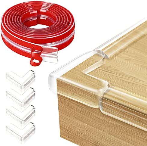 Edge Protector for Baby Proofing Corner Protectors Guards Silicone Furniture Corners and Edges Safety Bumpers, 13ft x 1.2in Edge Cushion with 4 Corners, Clear