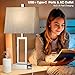 Rinweey Touch Control Table Lamps Set of 2, Modern Silver Bedside Lamps with USB A+C Ports & AC Outlet, 3 Way Dimmable Contemporary Nightstand Lamps for Bedroom Living Room(LED Bulb Included)