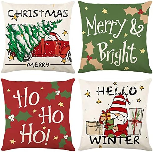 Onerisly Christmas Decorations, Christmas Pillow Covers 18x18, Farmhouse Christmas Decor, Christmas Pillows Christmas Pillow Christmas Throw Pillows Covers Cover for Sofa Couch (Green)