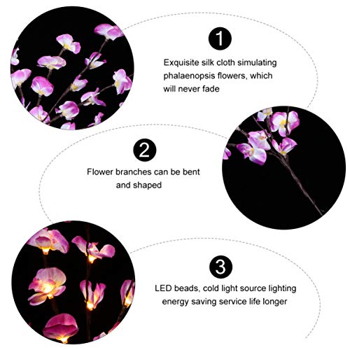 KESYOO Ramos de Flores de Flores Phalaenopsis Artificiais Hastes Iluminadas Ramos de Flores Decorati
