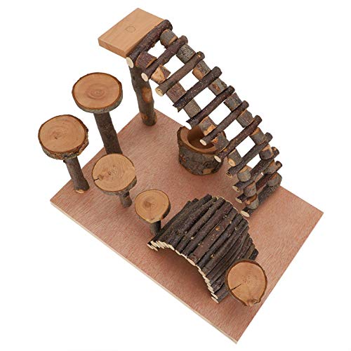 Small Pet Climbing Ladder Step Fitness Exercise Feeder Chew Toy Wooden Cage Supplies[L], Hamster Wooden Ladder LaddersCages & Accessories