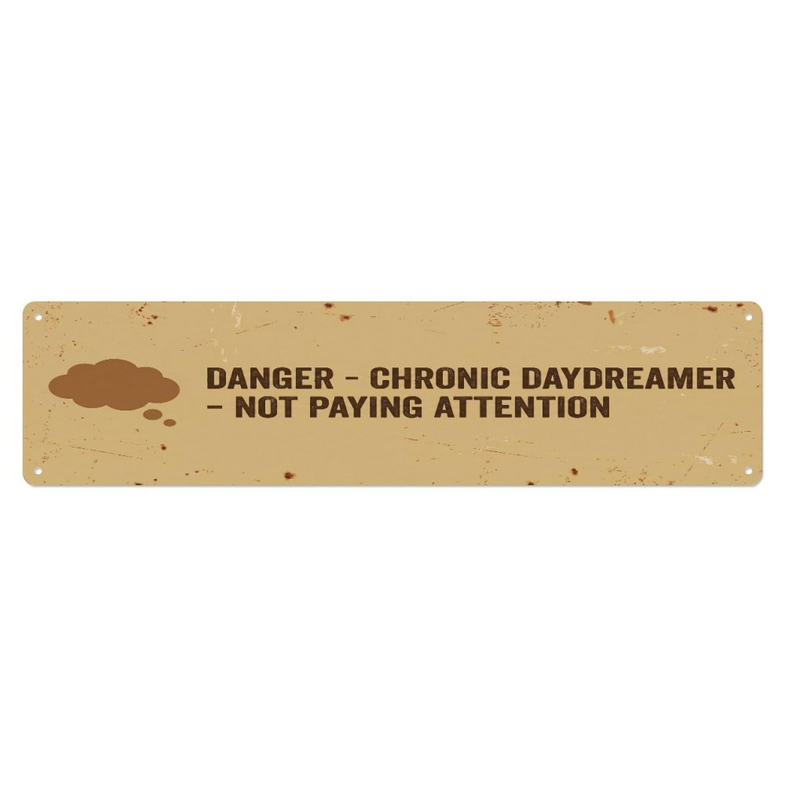 Fqcyn Style Metal Tin Sign Vintage Funny Danger Chronic Daydreamer Warning
