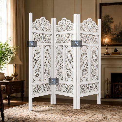 Image of Partition for Living Room,Divider,Partition Wall Room Divider Screen Separator, Wall Panel Divider for Hall | Bedroom |Office | Puja Room | Restaurant S Design (4ft 3 Panel White)