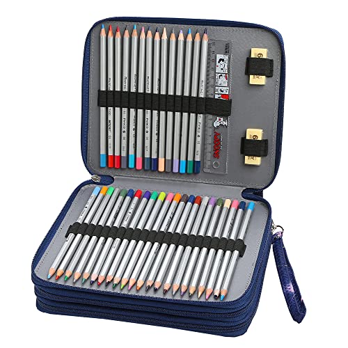 Image of Portable Colored 124 Slots Pencil case Organizer with Printing Pattern for Watercolor Pens or Markers, Pencil Case Organizer for Artist