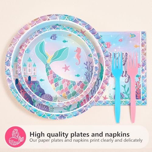 Greencian 96 Pcs Mermaid Birthday Party Decorations for Girls, Serves 24 by Greencian - Used condition - Image 2