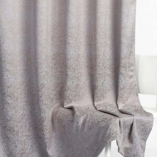 Image of haus & kinder Metallic Blackout Jacquard Window Curtain 5 Feet Long Pack of 1 | 100% Room Darkening Luxe Metallic Stone 130 x 152 cm