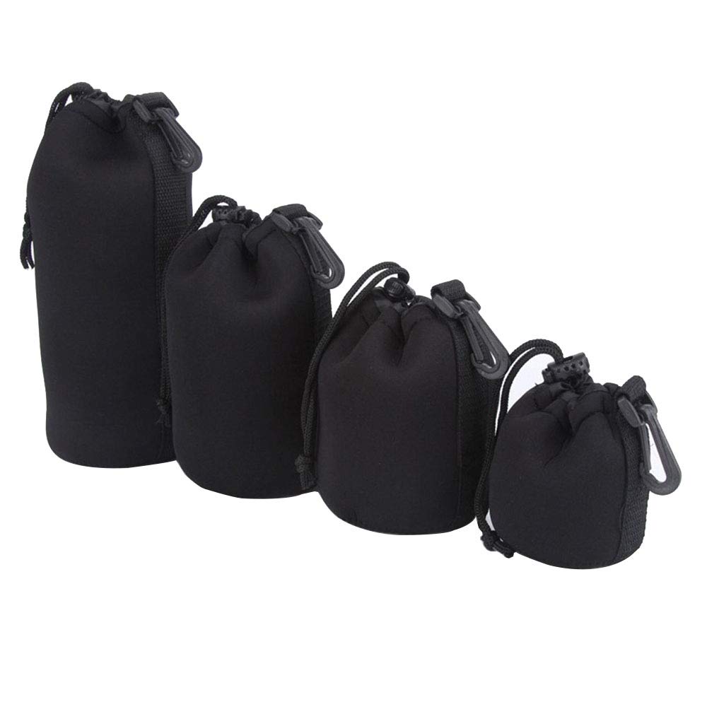 O Ozone Thick Protective Neoprene Pouch [Pack of 4] Case for DSLR Camera Lens [Water Resistant] [Includes Small, Medium, Large & Extra Large Pouches] Splashproof Lens Case