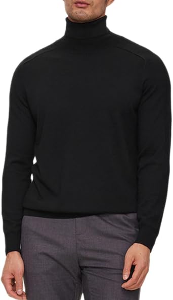 Men's Turtleneck Solid Color Knitted Long Sleeved Wool Sweater
