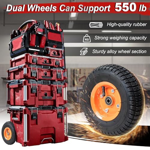 2pcs packaout wheels compatible with milwaukee rolling tool box 48-22-8426 9 inch packout replacement wheel kit alloy wheels strong and not easy to crack can roll smoothly on various terrains