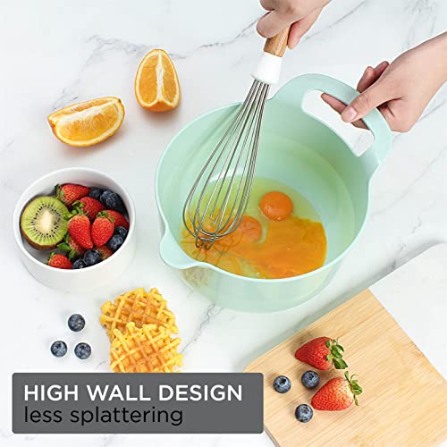 Cook With Color Mixing Bowls - 4 Piece Nesting Plastic Mixing Bowl Set With Pour Spouts And Handles (Mint) #TOP6