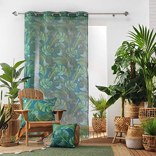 Douceur d'Intérieur, Rio Blue Sand Blasted Eyelet Curtain 140 x 240 cm, W 55.1" x L 94.5" (1 Panels) - Image 2