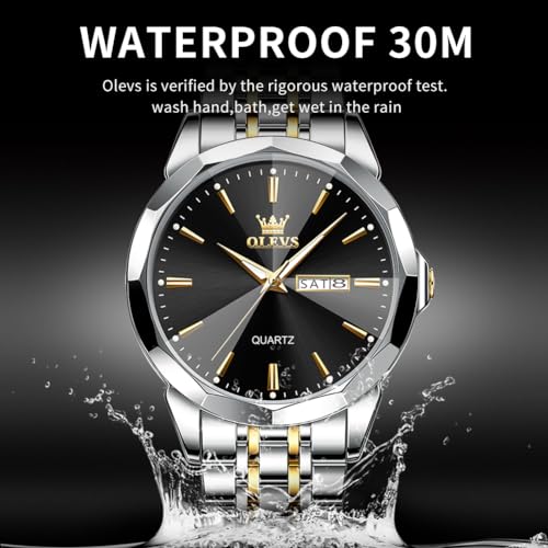 Image of OLEVS Watch for Man Analog Quartz Dress Diamond Business Stainless Steel Watches Waterproof Luminous Date Luxury Wrist Watches