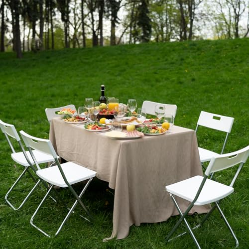 SKOK 330lbs Folding Picnic Table 4/6/8 Foot Adjustable Height, 4/6/8FT Plastic Table Portable w/Handle, Utility Commercial Craft Sewing Card Table w/Heavy Duty Frame for Party Events - Thumbnail 2