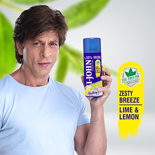 Image of VI- JOHN Shaving Foam For Men, Lime & Lemon & Hard Skin Type Shaving Foam With Goodness of Nature, Tea Tree Oil, Vitamin E Enriched and Anti- Bacterial Formula (400gm Each- Pack of 2)