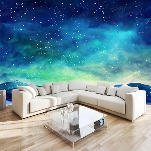 Blau Fototapete Vliestapete Aquarell-Sterne Am Nachthimmel 3D-Effekt...