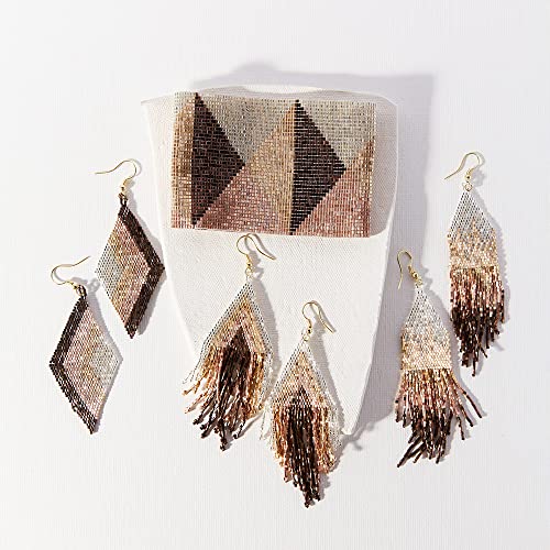 Ink+Alloy Women's Luxe Stretch Beaded Cuff Bracelet Handmade Jewelry For The Modern Bohemian (Mixed Metal Triangle) #TOP4