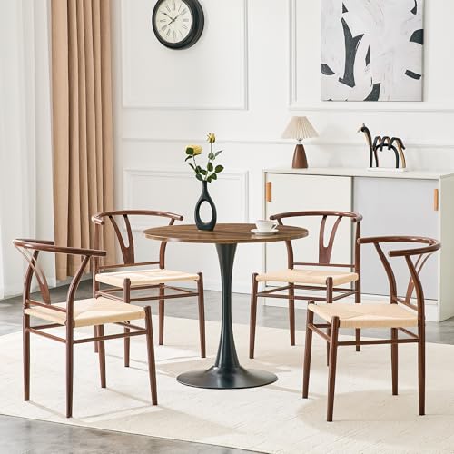 Zentrava Brown Wishbone Dining Chairs Set of 4